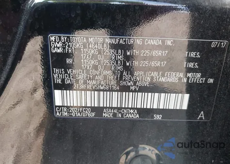 2017 Toyota Rav4 Xle из США, поврежденный, VIN 2T3RFREV5HW681164